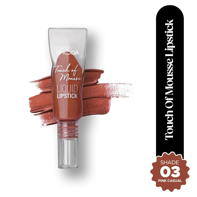 Hilary Rhoda Touch Of Mousse Lipstick | Matte Finish & Long Lasting | Infused with Vitamin E | Weightless & Mousse Finish | Smudge & Waterproof | Vegan - 5ml (Pink Casual - Shade 03) - Thumbnail 2